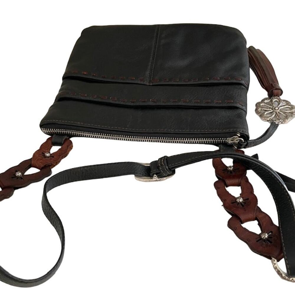 Brighton women's koda black & brown soft leather crossbody. - Picture 9 of 16